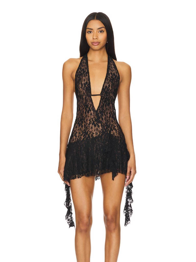 New I.Am.Gia Irisia Lace Mini Dress In Black Sheer Halter Backless Xxs I Am Gia